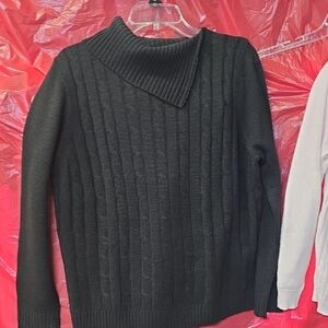 Black Ribbed Womens Sweater